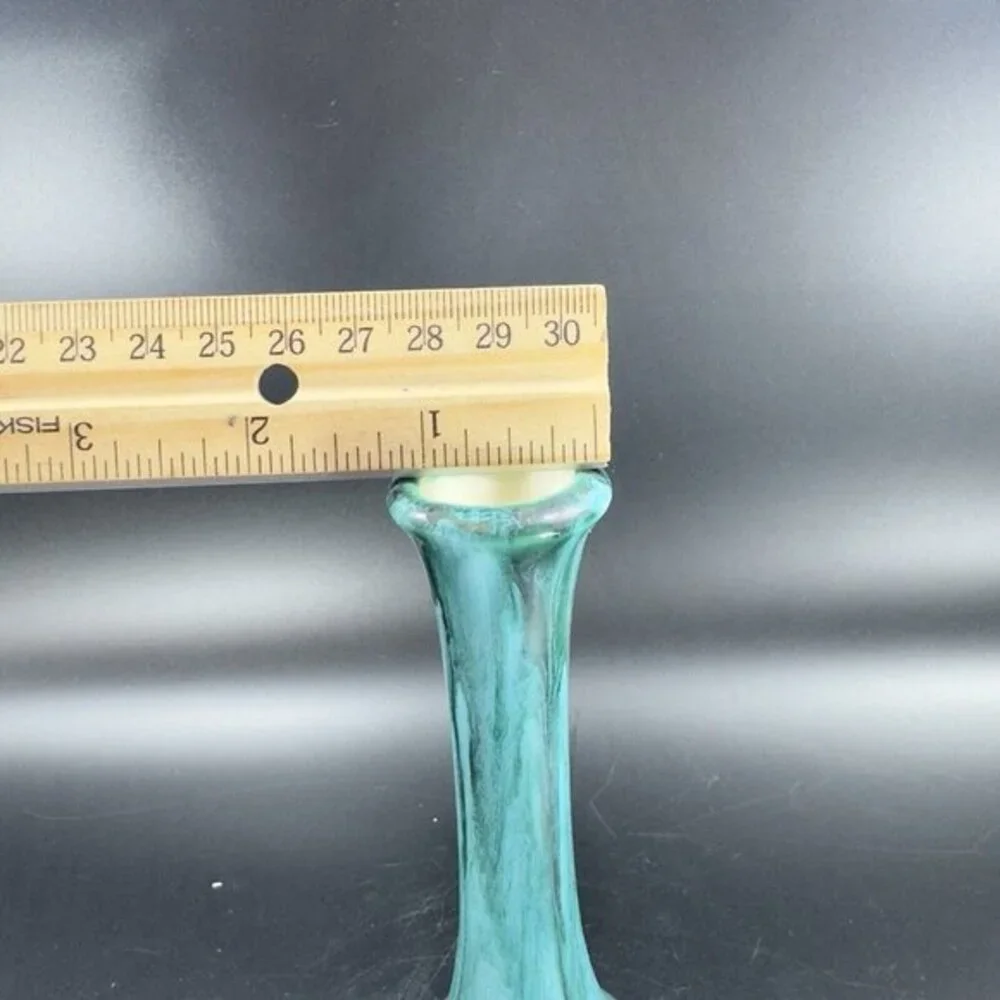 Canadian Art Pottery Bud Vase Green Black Drip Glaze Ceramic Vase Mid‎ Century